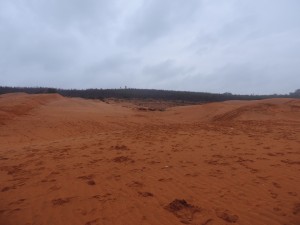 Dune rouge sous la pluie